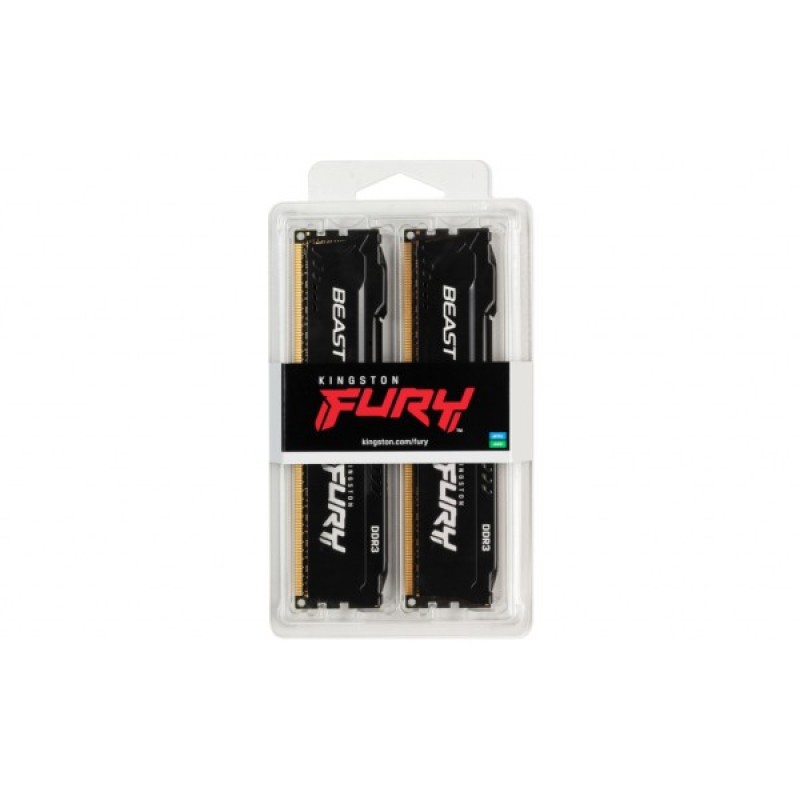 Модуль пам'яті для комп'ютера DDR3 8GB (2x4GB) 1600 MHz Fury Beast Black Kingston Fury (ex.HyperX) (KF316C10BBK2/8)
