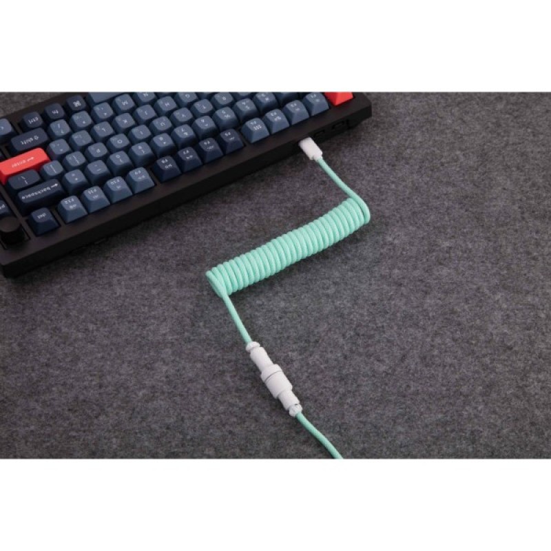 Дата кабель USB-C + USB A to USB-C 1.36m Coiled Aviator mint Keychron (CAB18_KEYCHRON)