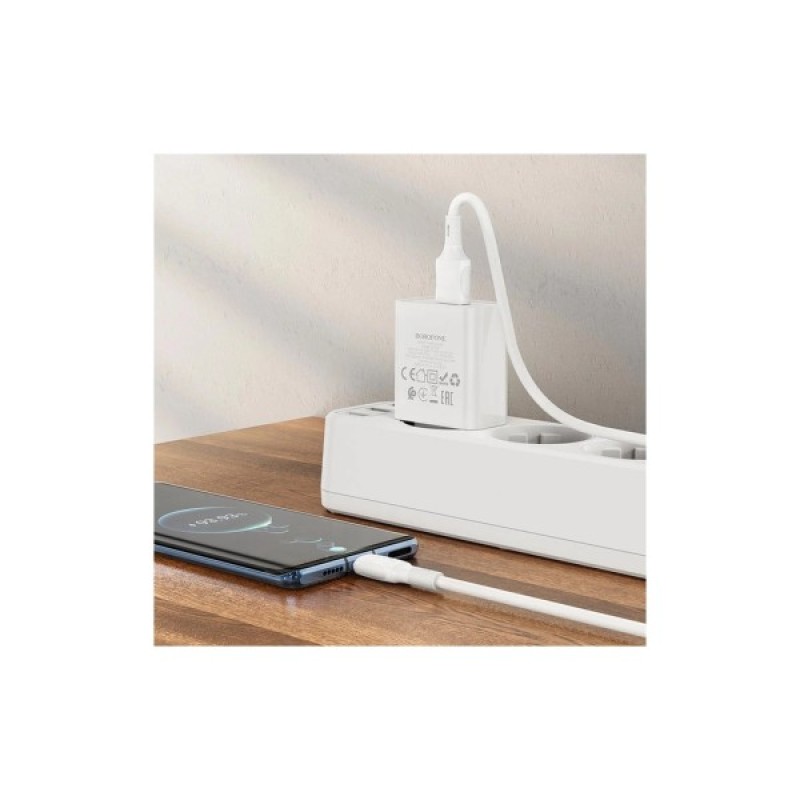 Зарядний пристрій BOROFONE BA74A Aspirer USB + cable USB to USB-C White (6974443388671)