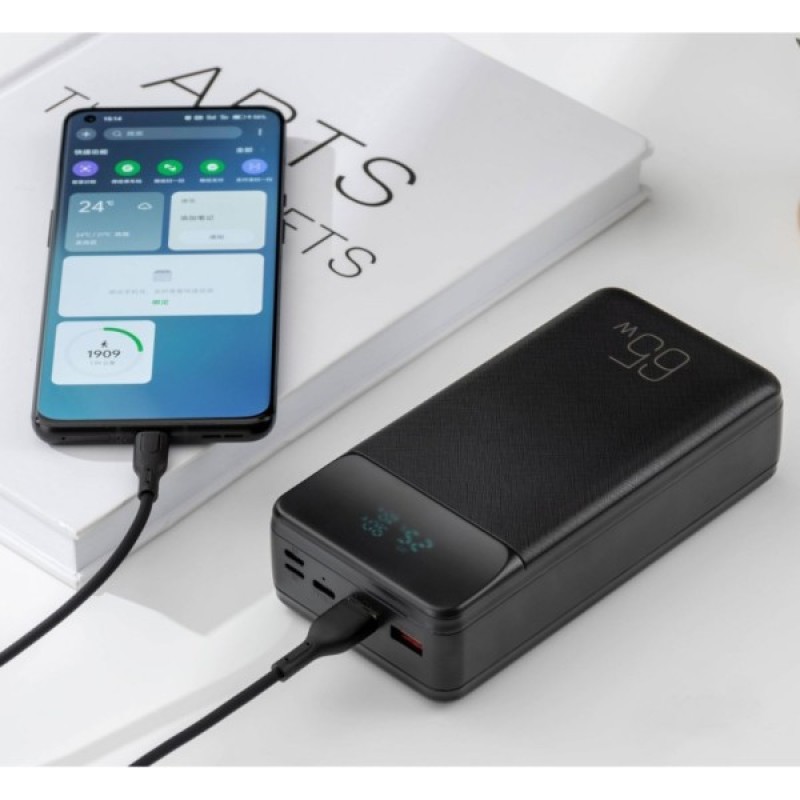 Батарея універсальна XO 30000mAh, PD/65W for laptop, QC/22.5W, black (PR201_Black)