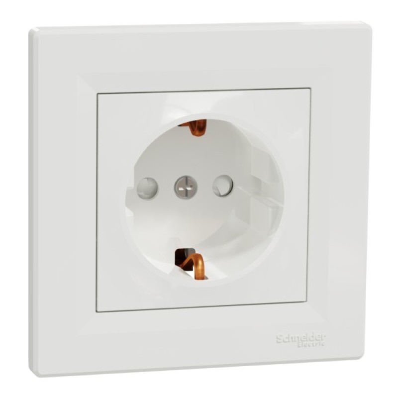Розетка Schneider Electric ASFORA зі штор. біла (EPH2900221)