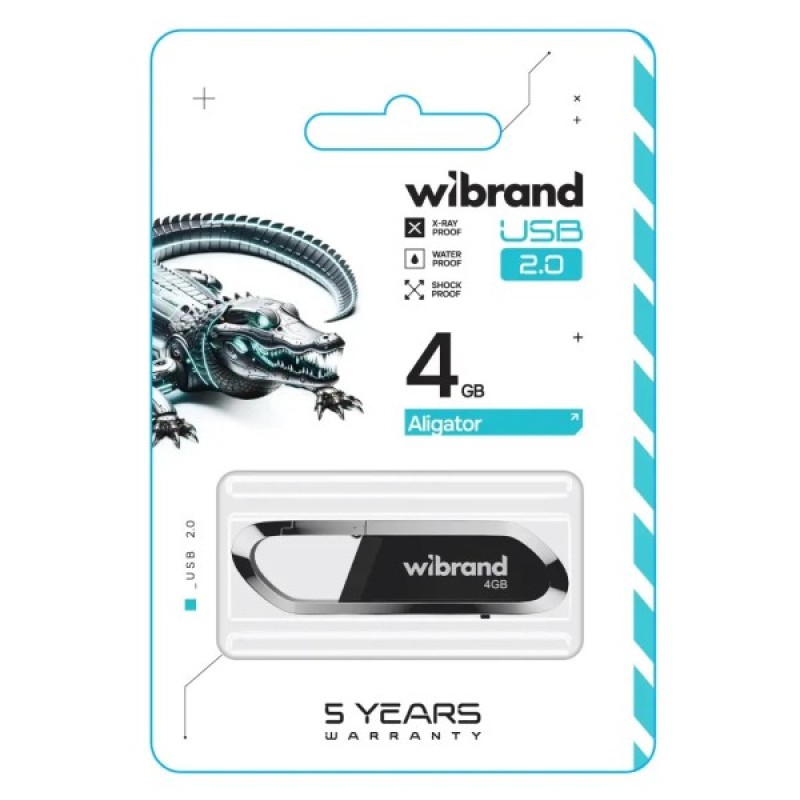 USB флеш накопичувач Wibrand 4GB Aligator Black USB 2.0 (WI2.0/AL4U7B)