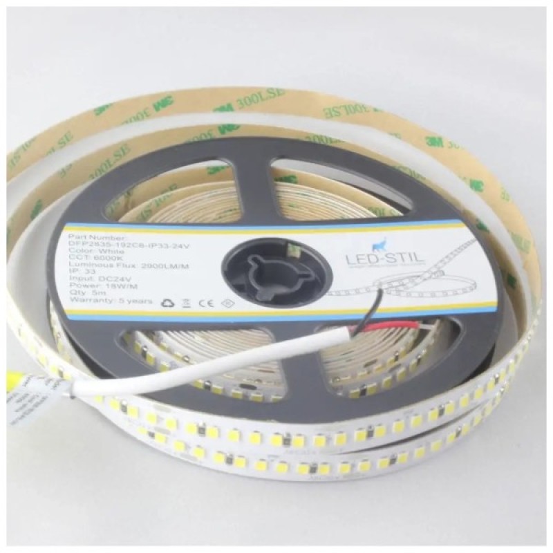 Світлодіодна стрічка LED-STIL 6000K 18 Вт/м 2835 192 діода IP33 24 Вольта 2900 lm холодне світло (DFP2835-192C6-IP33-24V)