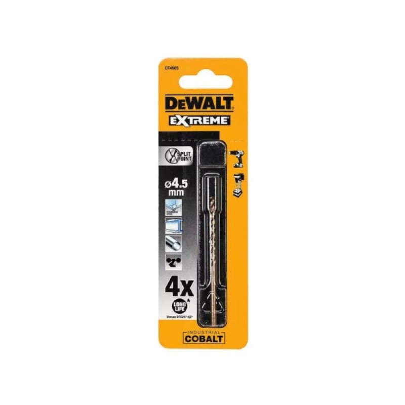 Свердло DeWALT EXTREME INDUSTRIAL COBALT HSS-CO, 4,5 х 80 х 46 мм (DT4905)