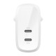 Зарядний пристрій Belkin 30W 2хUSB-С PD PPS white (WCB010VFWH)