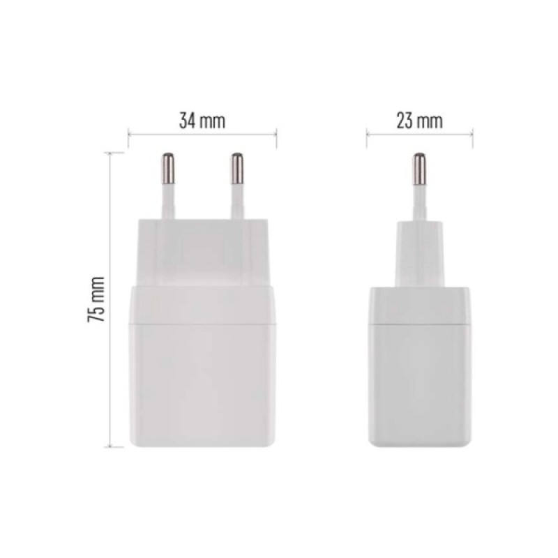 Зарядний пристрій EMOS V02G20 1xUSB-A + 1xUSB-C PD20W GaN (V02G20)