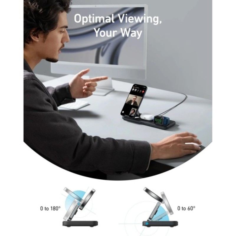 Зарядний пристрій Anker MagGo Wireless Charging Station 15W 3-in-1 Pad Black (B25M1311)