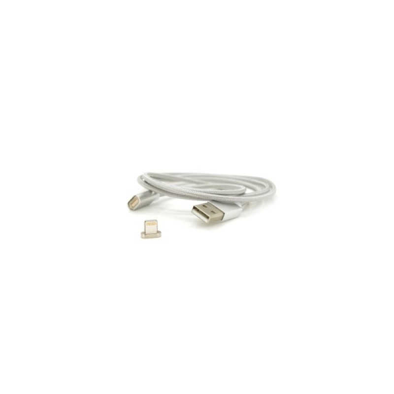 Дата кабель USB 2.0 to Lightning 1.0m 2A magnetic nylon silver Voltronic (YT-MCFB-L/S/13190/09165)