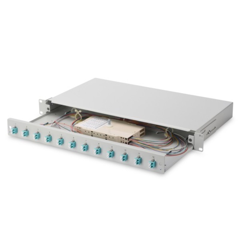 Патч-панель 1U 19", 12xLC duplex, incl, Splice Cass, OM3 Color Pigtails, Adapter Digitus (DN-96331/3)
