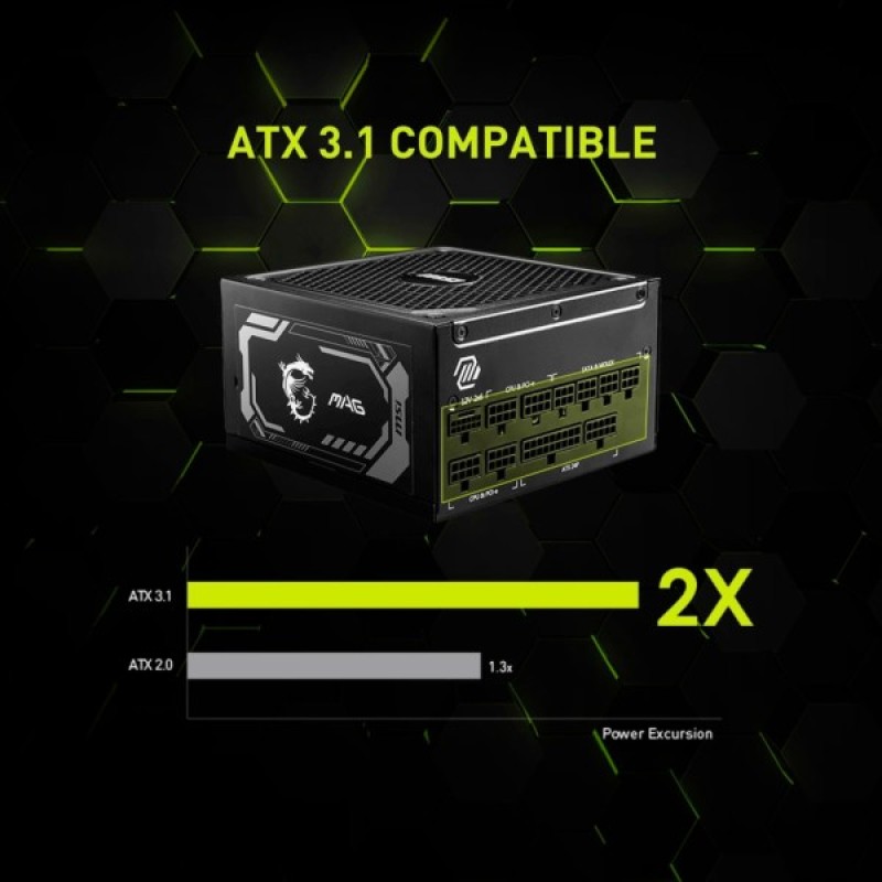 Блок живлення MSI 1000W (MAG A1000GL PCIE5)