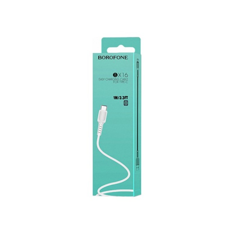 Дата кабель USB 2.0 AM to USB-C 1.0m 2A PVC BX16 white BOROFONE (6957531099468)