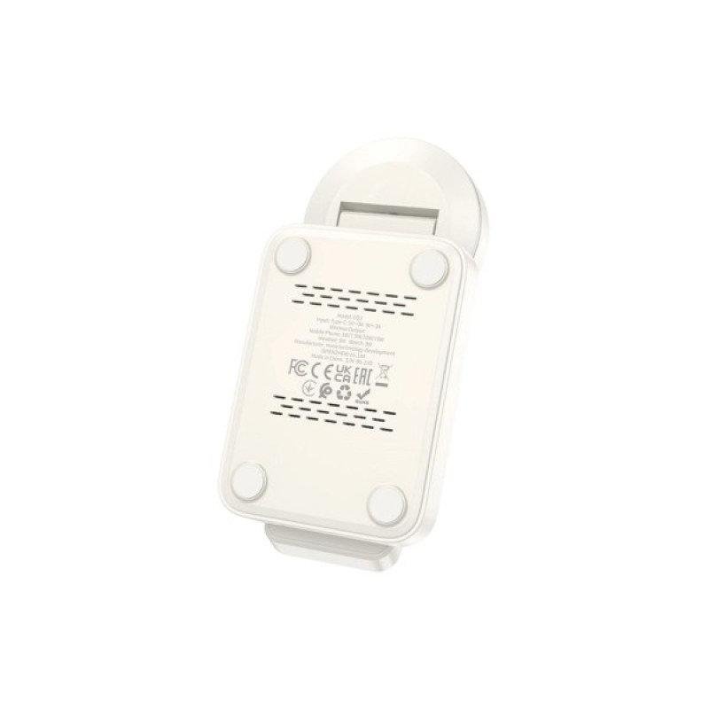 Зарядний пристрій HOCO HOCO CQ3 Motorcycle folding 3-in-1 magnetic wireless fast charger Milky White (6942007602341)