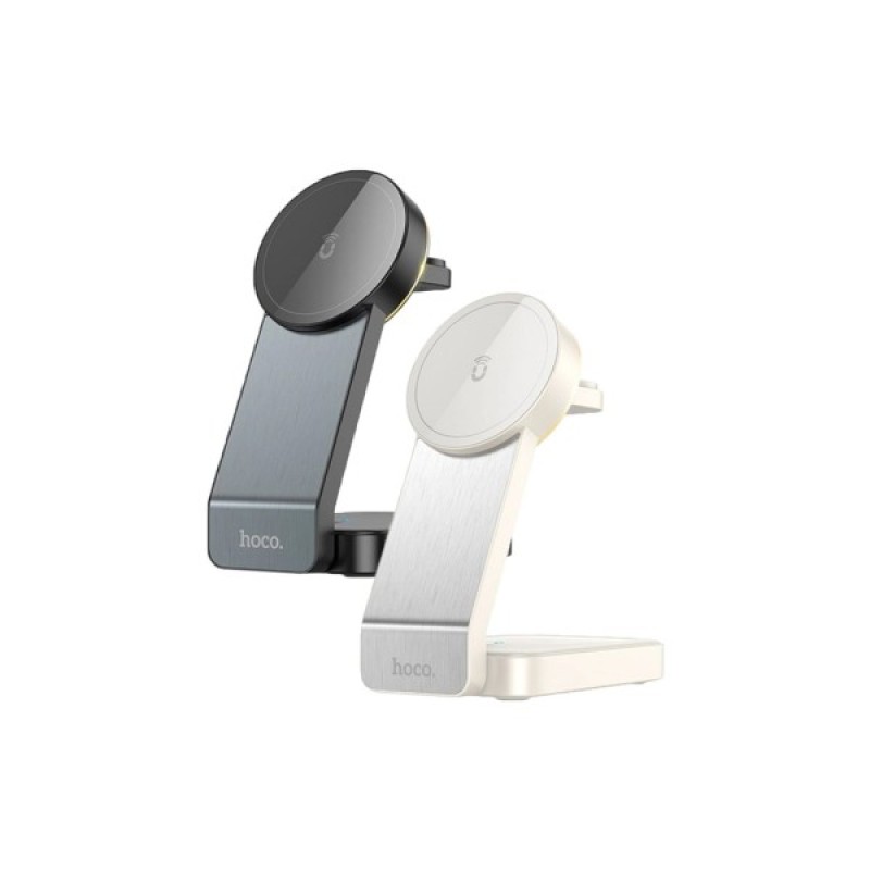 Зарядний пристрій HOCO HOCO CQ3 Motorcycle folding 3-in-1 magnetic wireless fast charger Milky White (6942007602341)