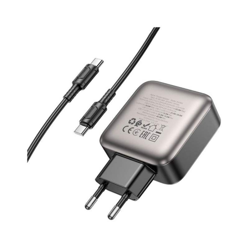 Зарядний пристрій BOROFONE BAS56A Absolute 2xUSB-C + 1xUSB-A PD45W + cable USB-C to USB-C Black (6941991116278)