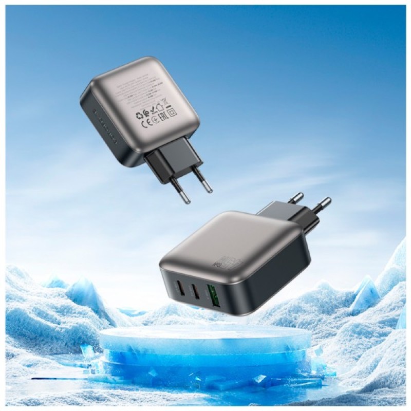 Зарядний пристрій BOROFONE BAS56A Absolute 2xUSB-C + 1xUSB-A PD45W + cable USB-C to USB-C Black (6941991116278)