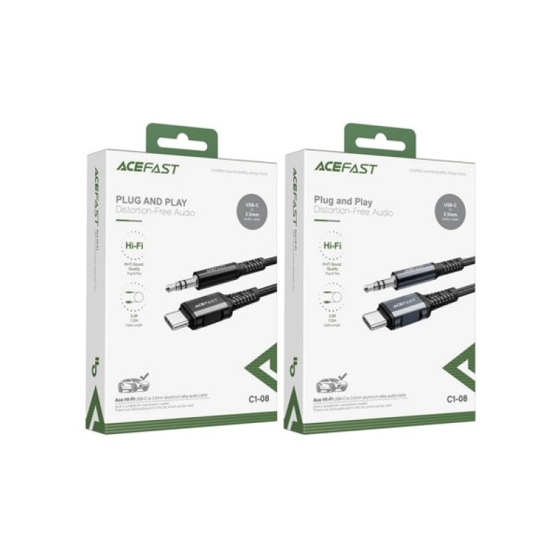Кабель мультимедійний USB-C to 3.5mm M 1.2m black Acefast (6974316280620)