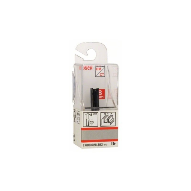 Фреза Bosch Professional пазова з двома лезами, Std, S8, D9, L20 (2.608.628.382)