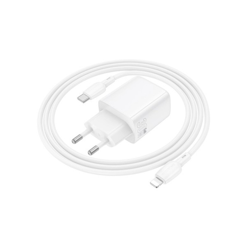Зарядний пристрій BOROFONE BN28 Fuente USB-C PD30W + cable USB-C to Lightning White (6941991120305)