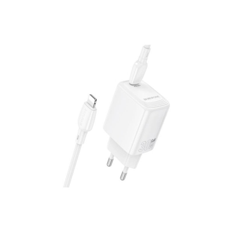 Зарядний пристрій BOROFONE BN28 Fuente USB-C PD30W + cable USB-C to Lightning White (6941991120305)