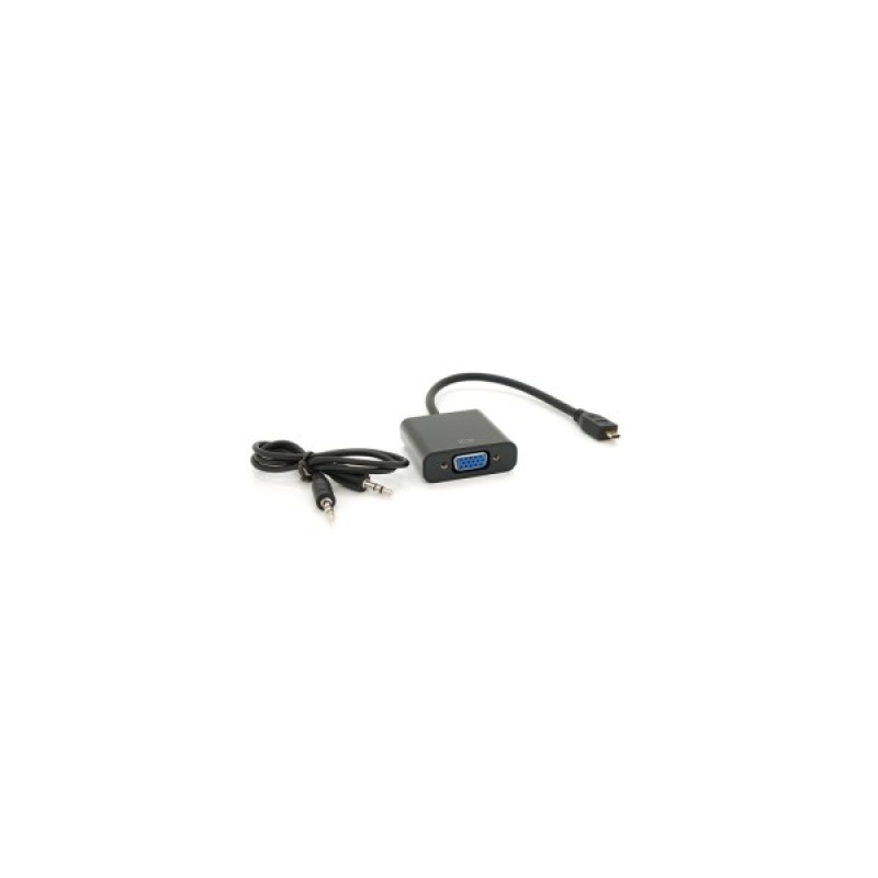 Перехідник micro HDMI M to VGA F + Audio 0.3m 4K/2K black Voltronic (YT-C-mHDMI(M)/VGA(F)+AUX)