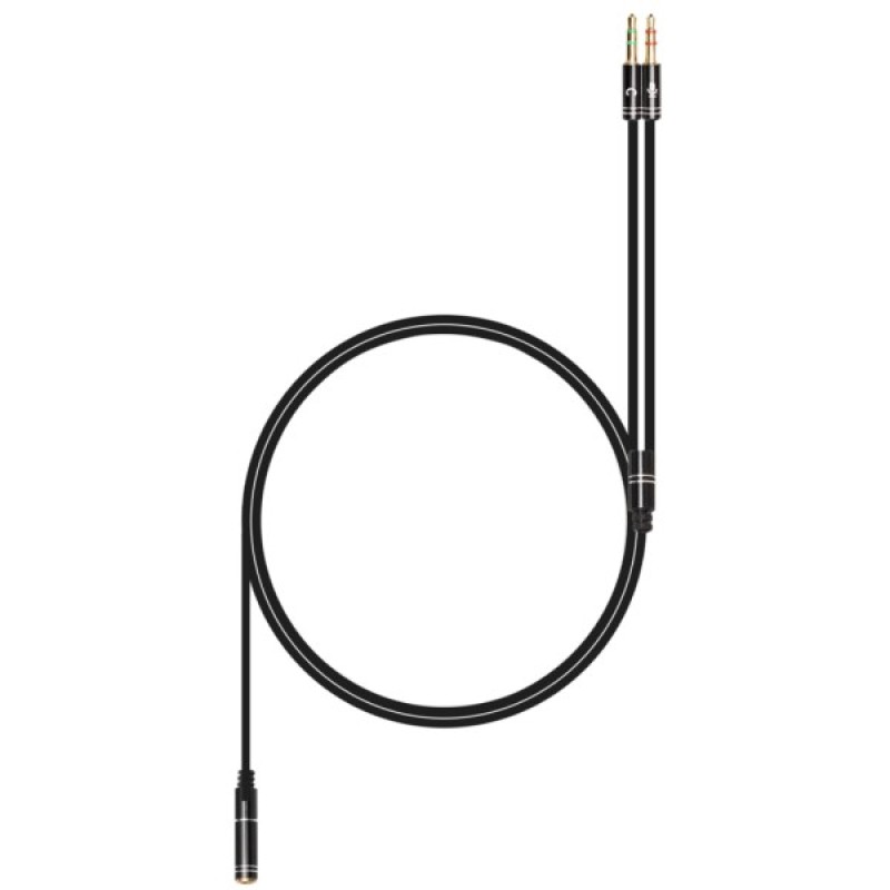 Кабель мультимедійний 3.5mm F to 2x3.5mm M 0.4m (4pin) black XoKo (AC-009)