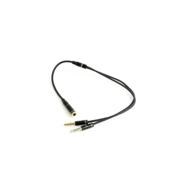 Кабель мультимедійний 3.5mm F to 2x3.5mm M 0.4m (4pin) black XoKo (AC-009)