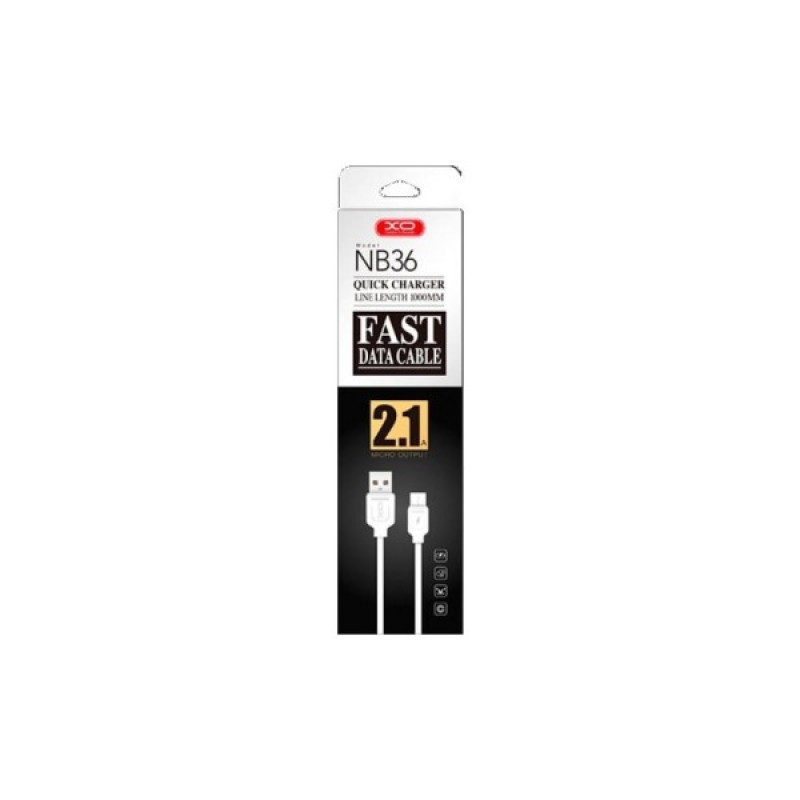Дата кабель USB 2.0 AM to Micro 5P 1.0m 2.1A white XO (NB36-M-1-WH)