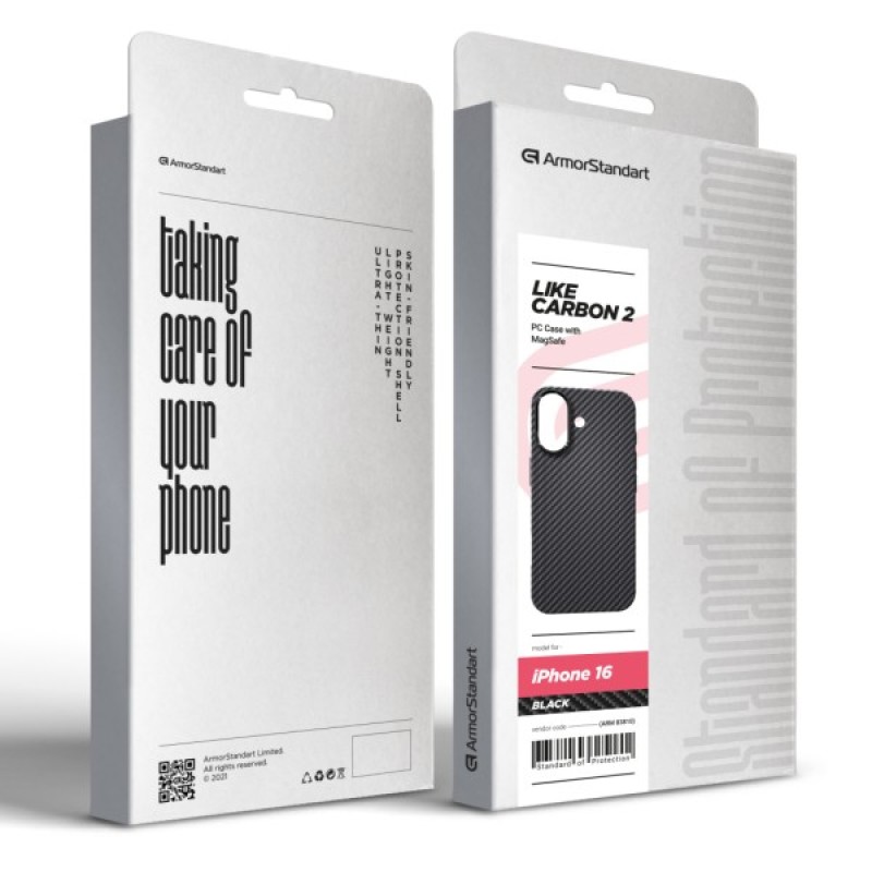 Чохол до мобільного телефона Armorstandart LikeCarbon2 MagCase для Apple iPhone 16 Black (ARM83810)