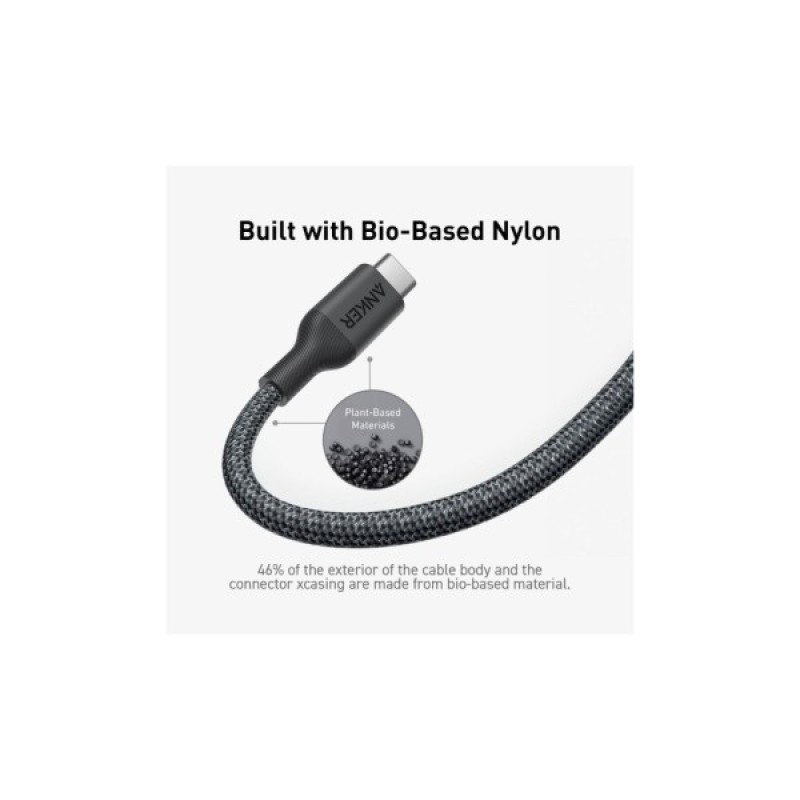 Дата кабель USB-C to USB-C 1.8m 140W bio-nylon 544 black Anker (A80F6H11)