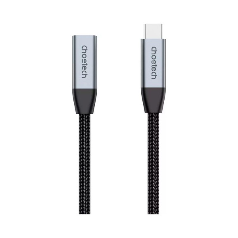 Дата кабель USB-C 3.1 AM/AF 2.0m 10Gbps 100W nylon braid Choetech (XCC-1039-CA-GY)