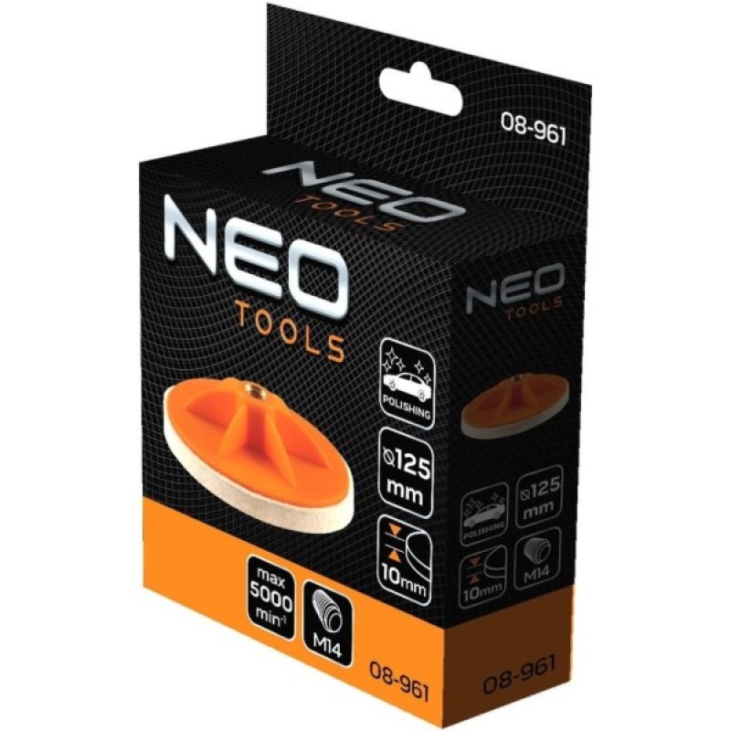 Круг зачистний Neo Tools полірувальний, губка середньої твердості , M14, 125x10мм (08-961)