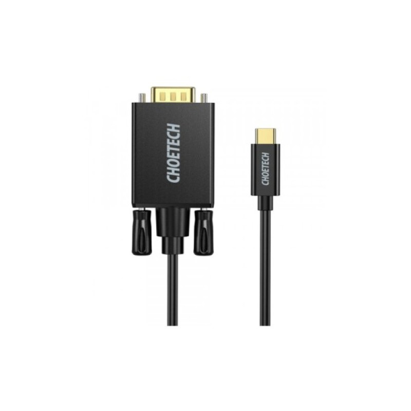 Кабель мультимедійний USB-C to VGA 1.8m FHD60Hz black Choetech (XCV-1801-BK)