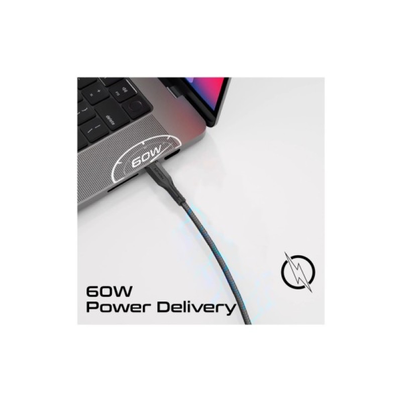 Дата кабель USB-C to USB-C cablekit-cc.black Promate (cablekit-cc.black)