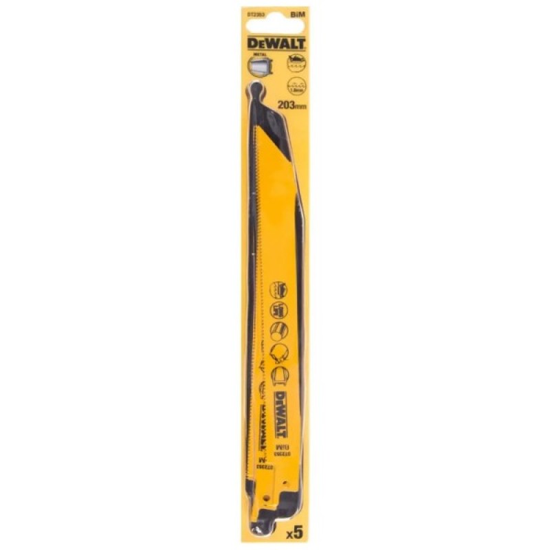 Полотно DeWALT для шабельних пилок, по металу, швидкий пропил, 203 мм, 14 TPI, 5 шт (DT2353)