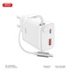 Зарядний пристрій XO 1xUSB-C + 1xUSB QC30W GaN + cable USB-C to USB-C white (XO-CE31)