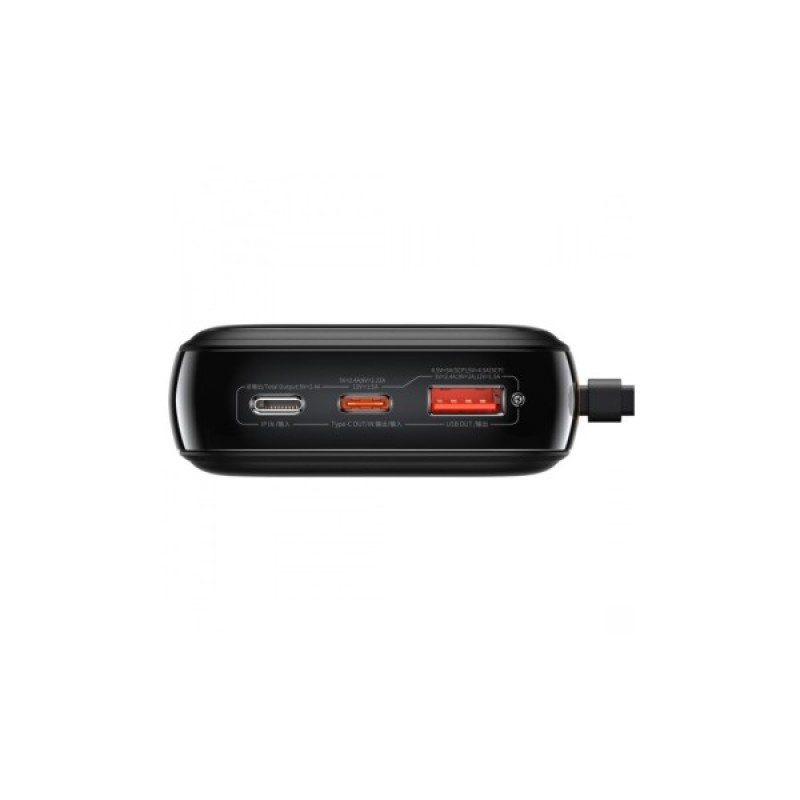 Батарея універсальна Baseus Qpow 20000mAh 20W, PD/3.0, QC/3.0, built-in lightning, black (PPQD060201)