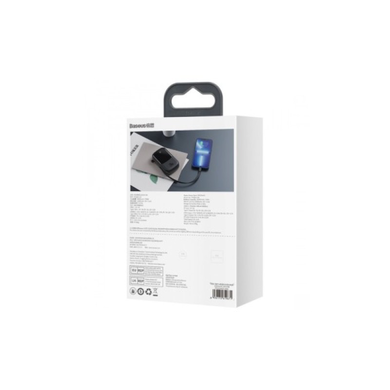 Батарея універсальна Baseus Qpow 20000mAh 20W, PD/3.0, QC/3.0, built-in lightning, black (PPQD060201)