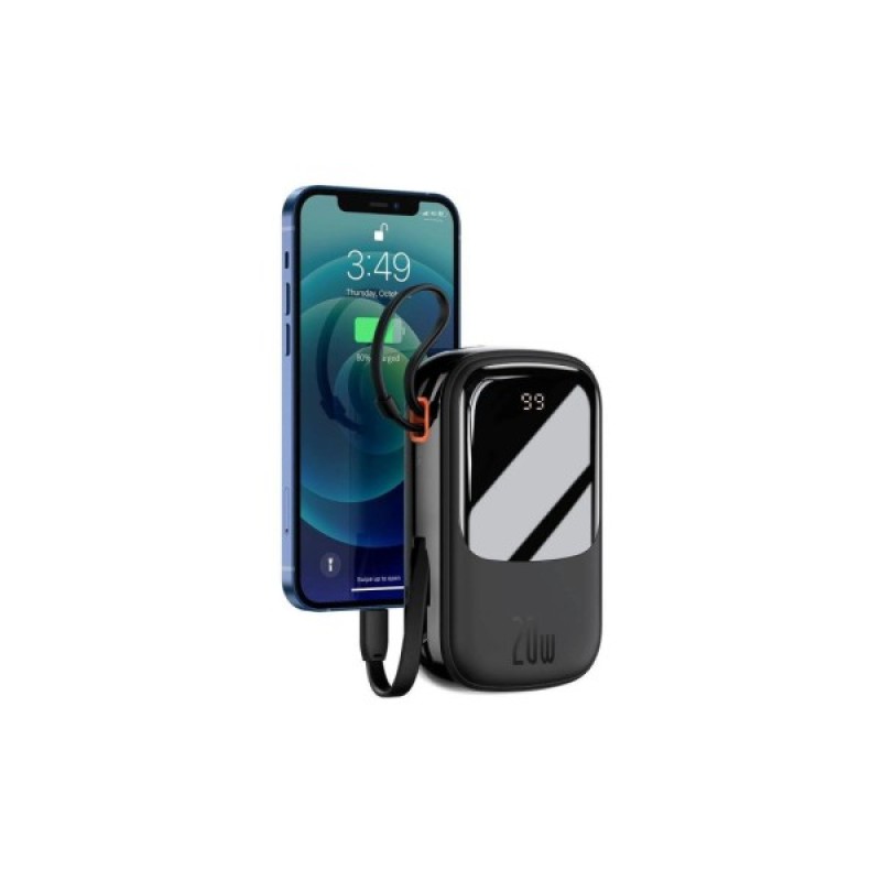 Батарея універсальна Baseus Qpow 20000mAh 20W, PD/3.0, QC/3.0, built-in lightning, black (PPQD060201)