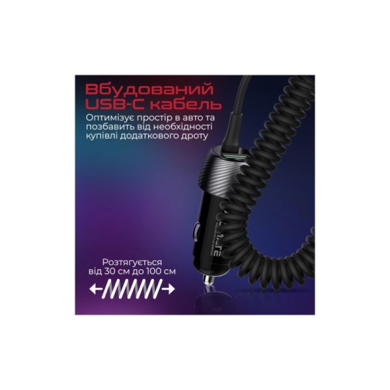 Зарядний пристрій Promate 33W USB-C cable + USB-A port (powerdrive-33pdc.black)
