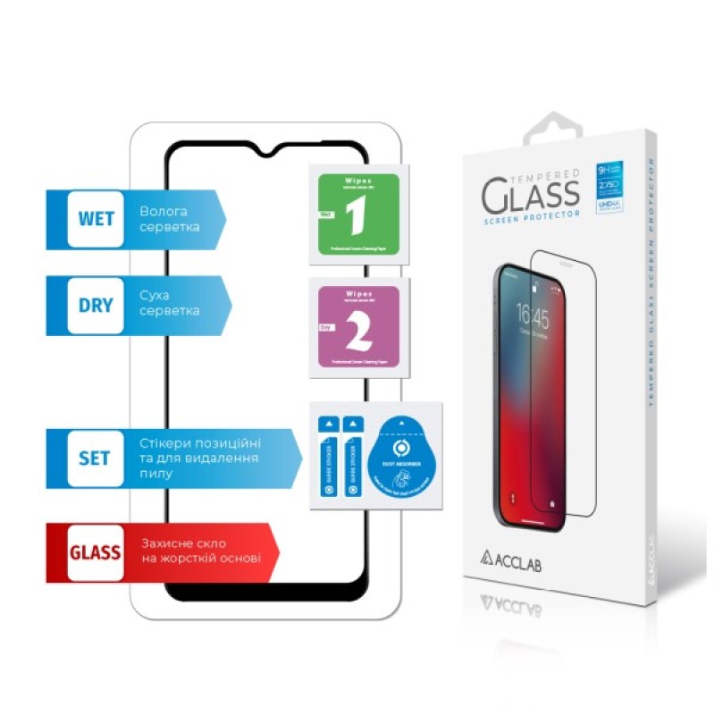 Скло захисне ACCLAB Full Glue Oppo A18 Black (1283126583131)