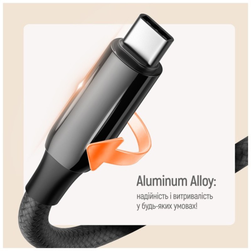 Дата кабель USB-C to USB-C 1.0m (PVC+Aluminum Alloy) (PD Fast Charging 240W) 5А black ColorWay (CW-CBPDCC069-BK)