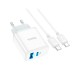 Зарядний пристрій HOCO C105A Stage 1xUSB-C PD20W + 1xUSB QC3.0 + cable USB-C to USB-C White (6931474782922)