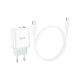 Зарядний пристрій HOCO C105A Stage 1xUSB-C PD20W + 1xUSB QC3.0 + cable USB-C to USB-C White (6931474782922)