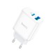 Зарядний пристрій HOCO C105A Stage 1xUSB-C PD20W + 1xUSB QC3.0 + cable USB-C to USB-C White (6931474782922)