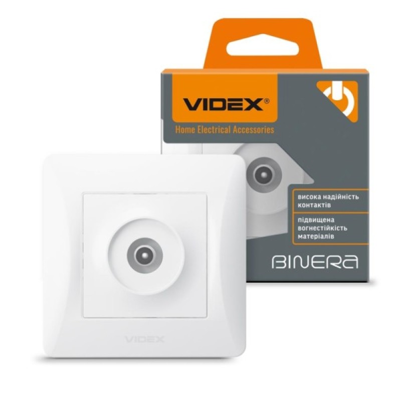 ТВ розетка Videx BINERA TV одинарна телевізійна біла (VF-BNSK1TVME-W)
