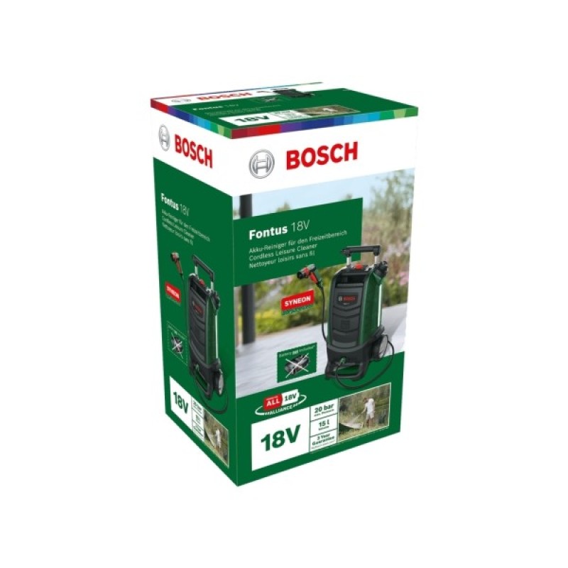 Мийка високого тиску Bosch Fontus 18V, 18V, 20бар, 386л/год (без АКБ та ЗП) (0.600.8B6.102)