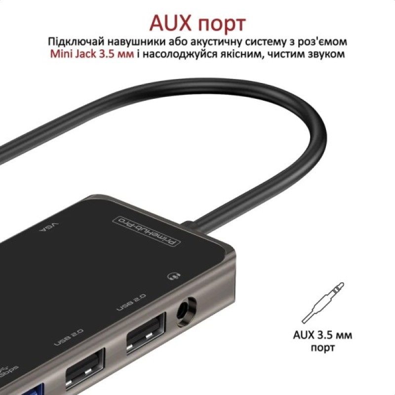 Концентратор Promate USB-C 11-in-1 Promate primehub-pro.grey (primehub-pro.grey)