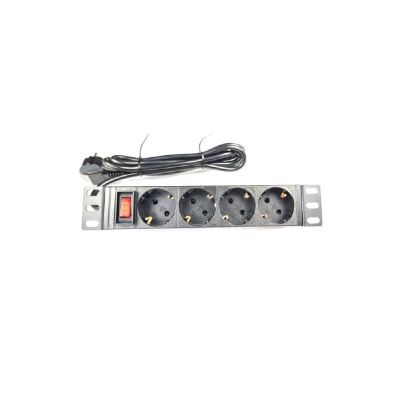 Силовий блок 10" 1U, 4xSchuko, кабель 1.8м, вилка Schuko, алюм. корпус Eserver (WT-2316A)