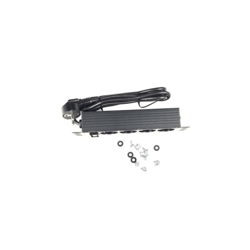 Силовий блок 10" 1U, 4xSchuko, кабель 1.8м, вилка Schuko, алюм. корпус Eserver (WT-2316A)