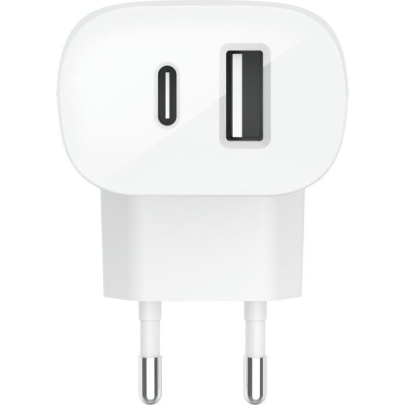 Зарядний пристрій Belkin USB-C PD25W + USB QC12W 37W White (WCB007VFWH)